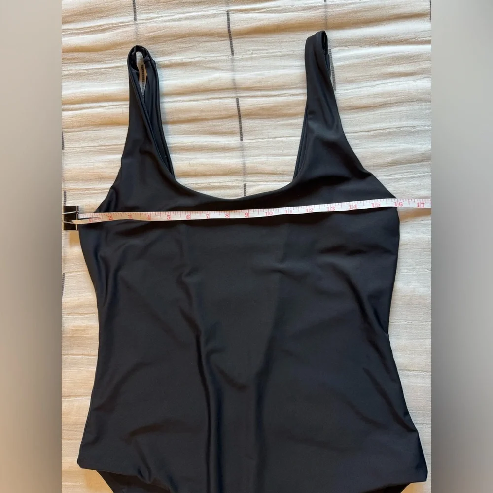 Onia Black Solid Square Neck One-Piece Swimsuit Women's Size Large (estimated)